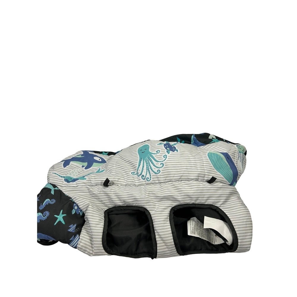 Goldbug Shopping Cart High‎ Chair Cover OS Blue Grey Nautical Sea Life Kids